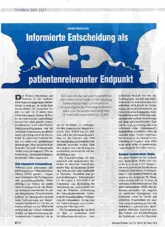Vorschauseite 1: Informierte Entscheidung als patientenrelevanter Endpunkt