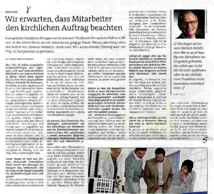 Vorschauseite 1: Wir erwarten, dass Mitarbeiter den kirchlichen Auftrag beachten