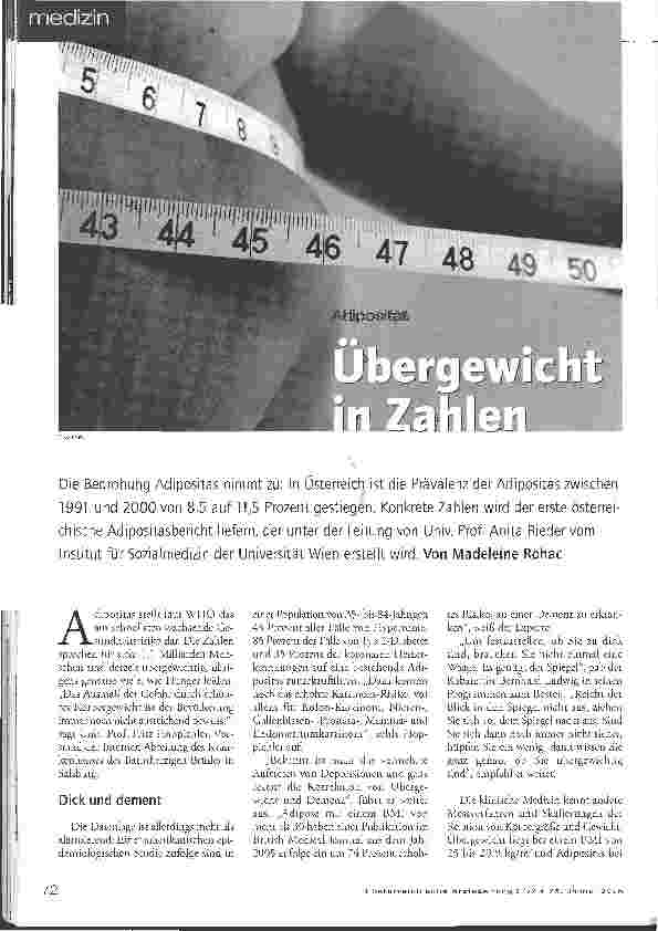 Vorschauseite 1: Adipositas - Übergewicht in Zahlen