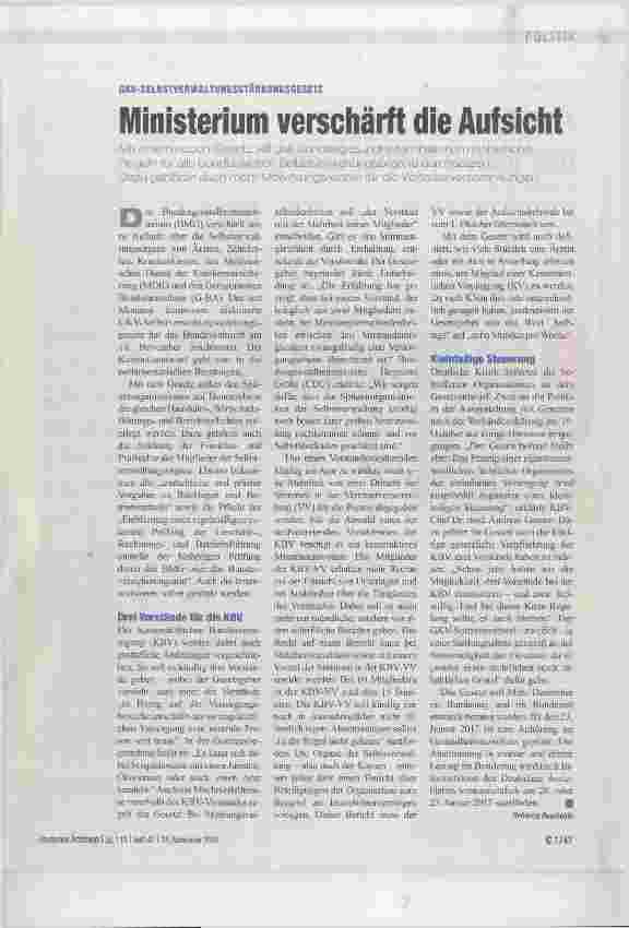 Vorschauseite 1: Ministerium verschärft die Aufsicht