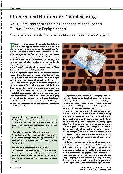 Vorschauseite 1: Chancen und Hürden der Digitalisierung Neue Herausforderungen für Menschen mit seelischen Erkrankungen und Fachpersonen