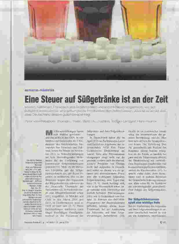 Vorschauseite 1: Eine Steuer auf Süßgetränke ist an der Zeit