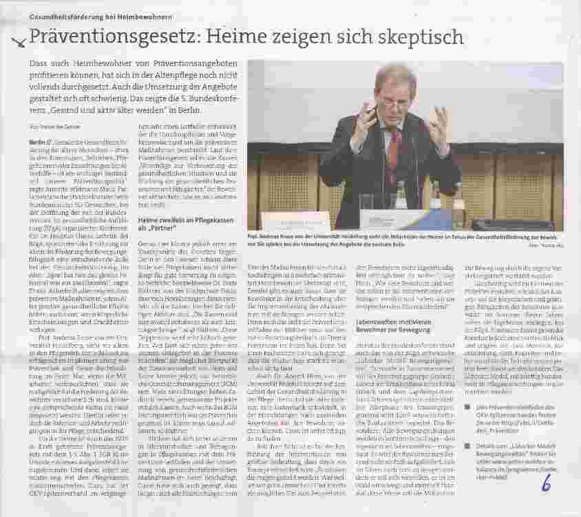 Vorschauseite 1: Präventionsgesetz: Heime zeigen sich skeptisch