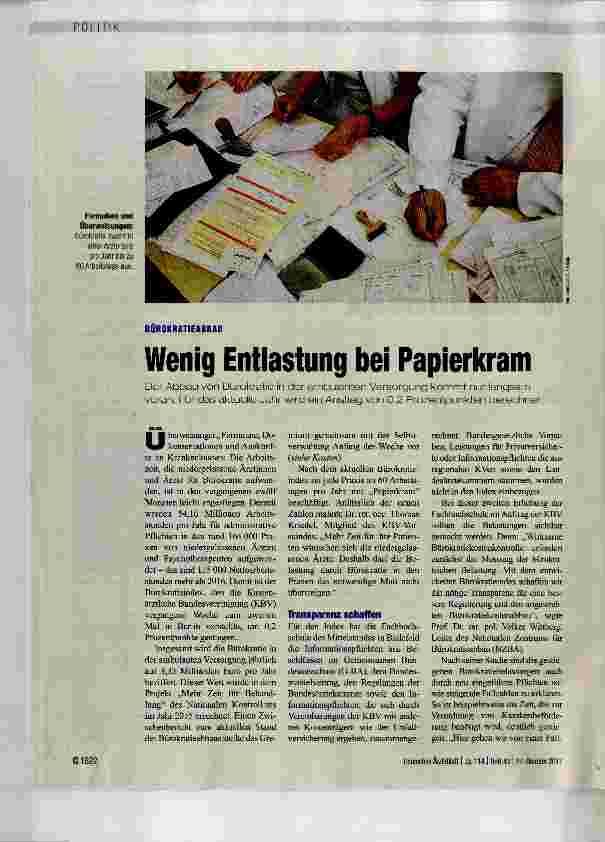 Vorschauseite 1: Wenig Entlastung bei Papierkram