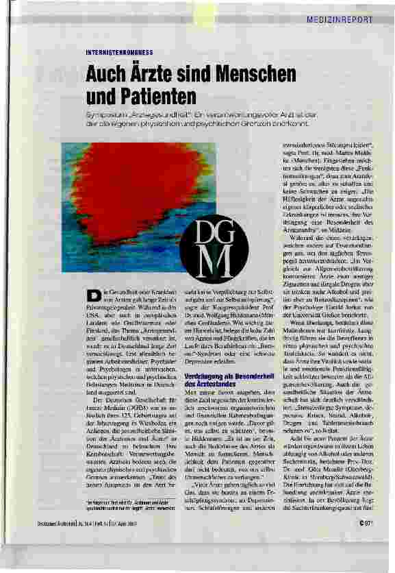 Vorschauseite 1: Auch Ärzte sind Menschen und Patienten