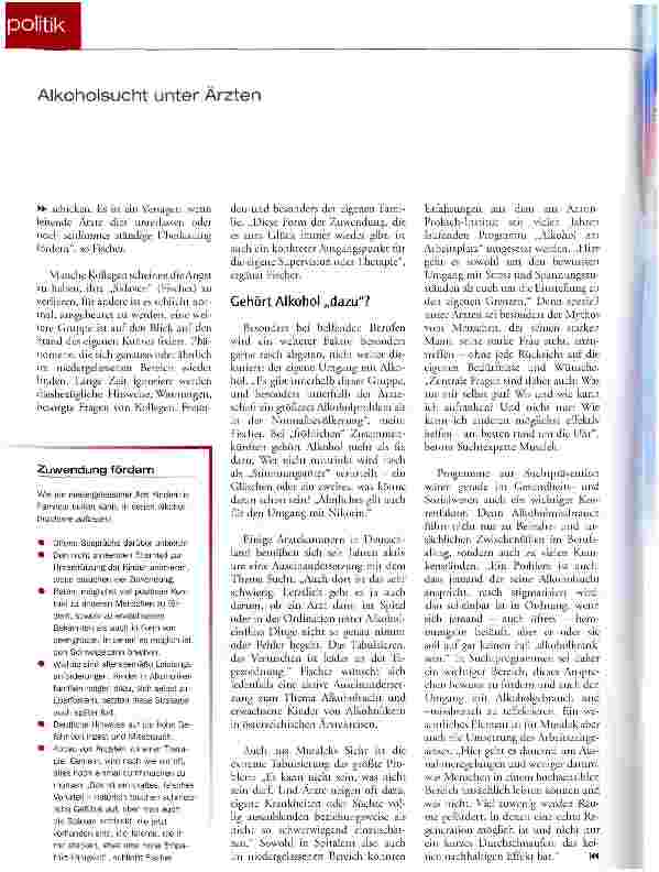 Vorschauseite 3: Alkoholsucht unter Ärzten - Innere Sehnsucht, anderen zu helfen