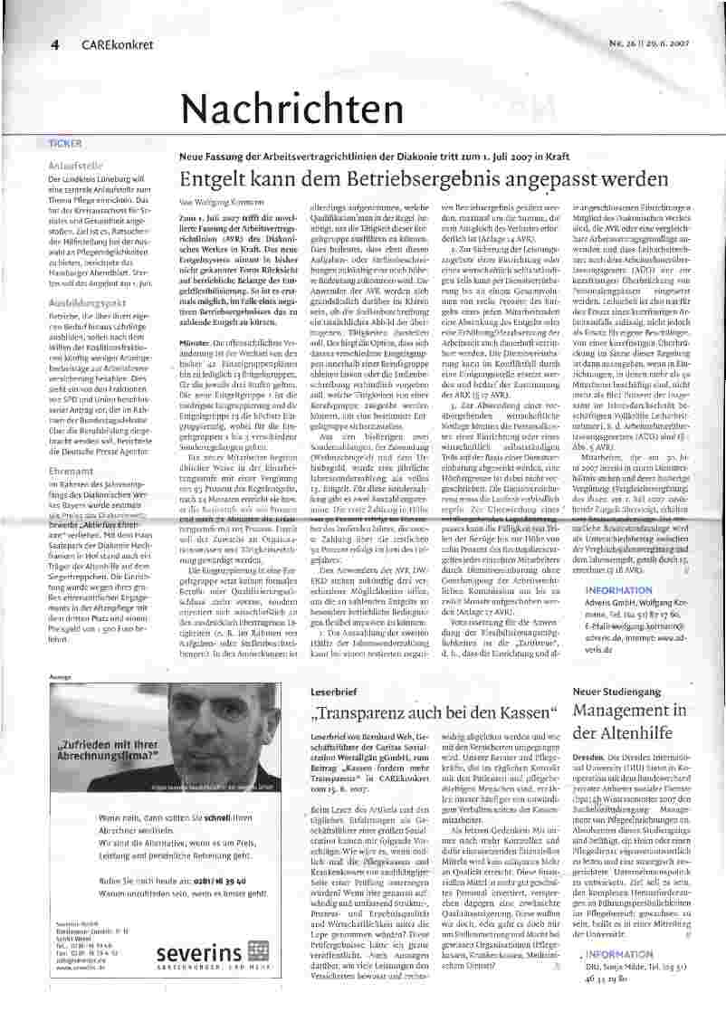Vorschauseite 1: Entgelt kann dem Betriebsergebnis angepasst werden