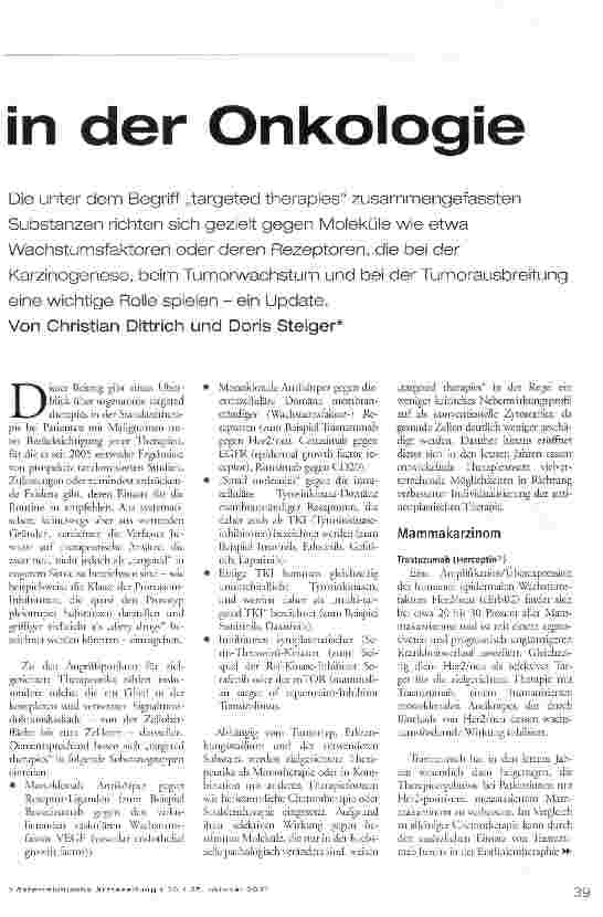 Vorschauseite 2: Targeted Therapie in der Onkologie