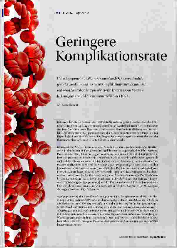 Vorschauseite 1: Geringere Komplikationsrate