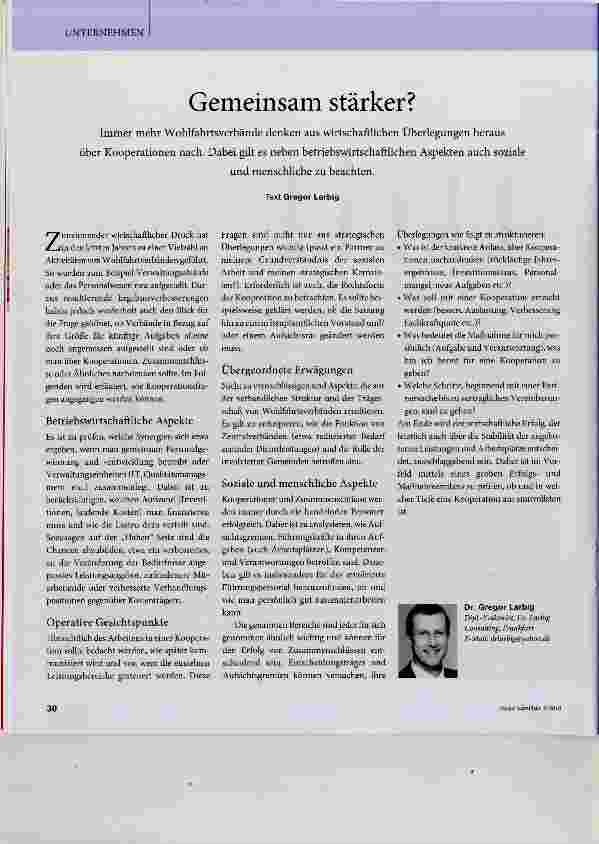 Vorschauseite 1: Gemeinsam stärker?