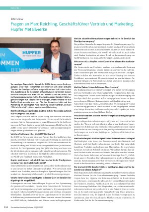 Vorschauseite 1: Fragen an Marc Reichling, Geschäftsführer Vertrieb und Marketing, Hupfer Metallwerke
