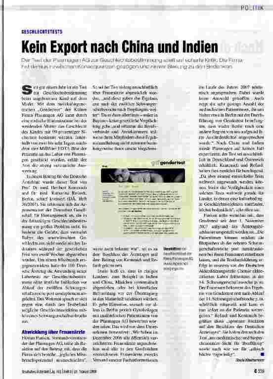 Vorschauseite 1: Kein Export nach China und Indien