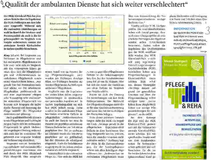 Vorschauseite 1: Qualität der ambulanten Dienste hat sich weiter verschlechtert