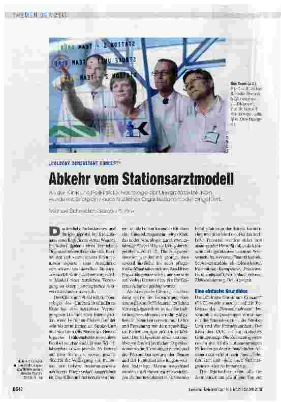 Vorschauseite 1: Abkehr vom Stationsarztmodell
