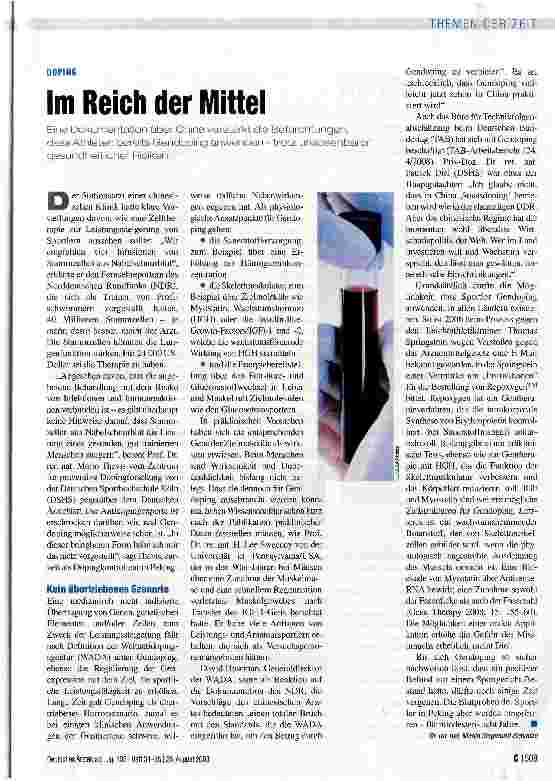 Vorschauseite 1: DOPINGIm Reich der Mittel