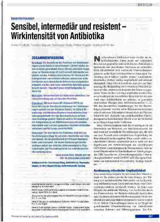 Vorschauseite 1: Sensibel, intermediär und resistent -Wirkintensität von Antibiotika