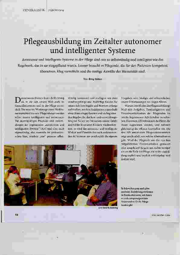 Vorschauseite 1: Pflegeausbildung im Zeitalter autonomer und intelligenter Systeme