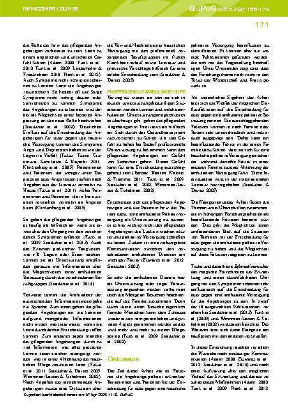 Vorschauseite 6: Entscheidung pflegender Angehöriger für eine palliative häusliche Versorgung – eine Literaturarbeit