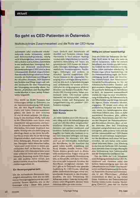 Vorschauseite 1: So geht es CED-Patienten in Österreich. Multidisziplinäre Zusammenarbeit und die Rolle der CED-Nurse.