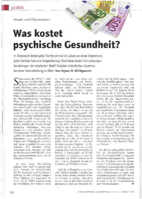 Vorschauseite 1: Was kostet psychische Gesundheit?