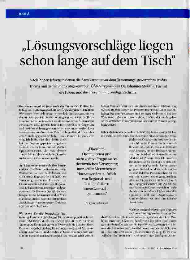 Vorschauseite 1: Lösungsvorschläge liegen schon lange auf dem Tisch