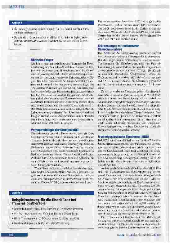 Vorschauseite 2: Therapie der sekundären Hämochromatose
