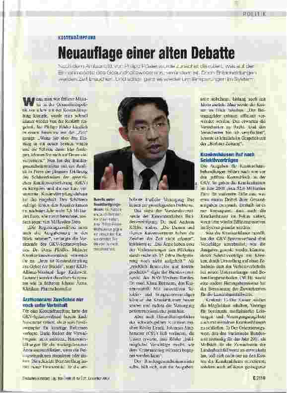 Vorschauseite 1: Neuauflage einer alten Debatte