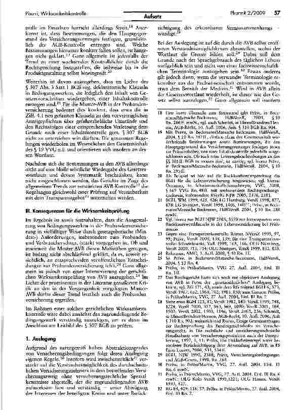 Vorschauseite 3: Die Wirksamkeitskontrolle von Allgemeinen Versicherungsbedingungen der Probandenversicherung nach der WG-Novelle