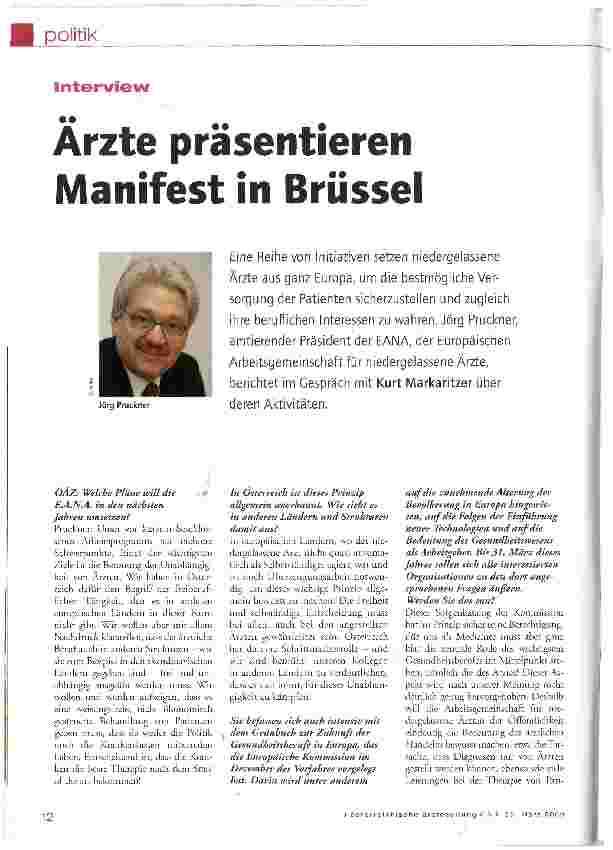 Vorschauseite 1: Ärzte präsentieren Manifest in Brüssel