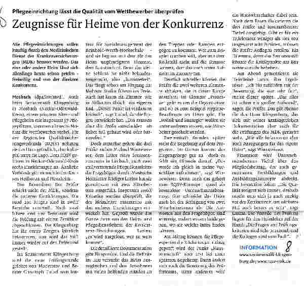 Vorschauseite 1: Zeugnisse für Heime von der Konkurrenz