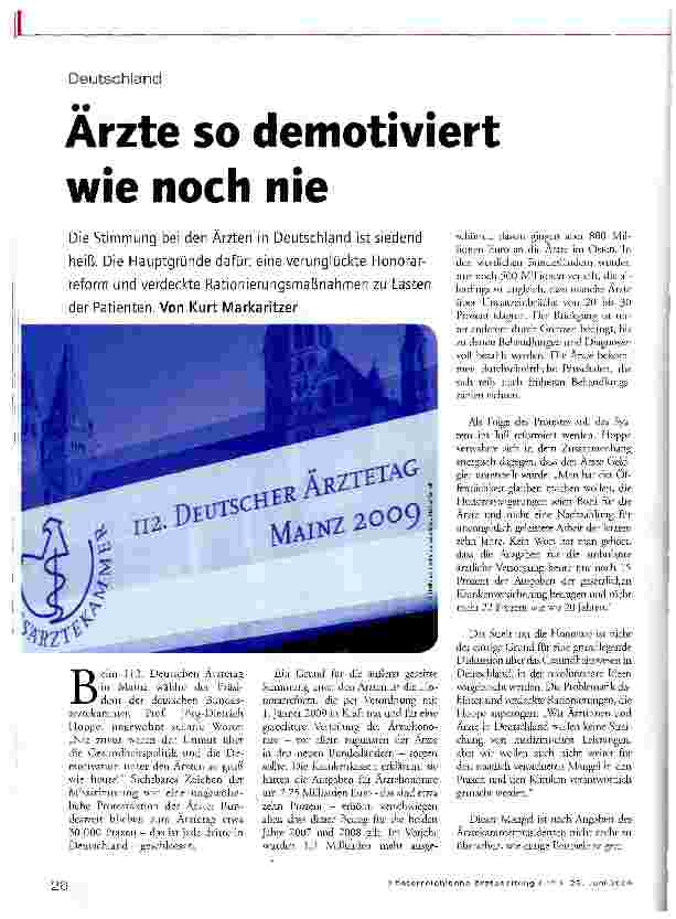Vorschauseite 1: Ärzte so demotiviert wie noch nie