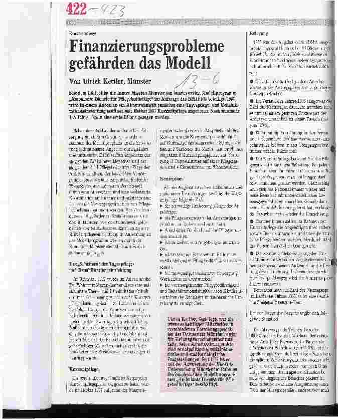 Vorschauseite 1: Finanzierungsprobleme gefährden das Modell