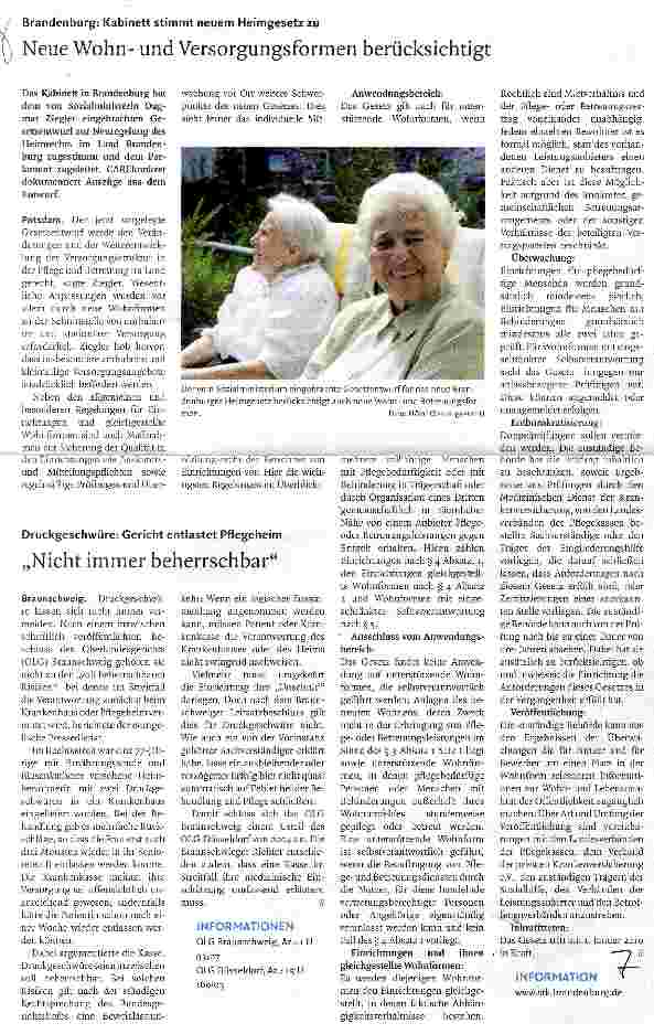 Vorschauseite 1: Neue Wohnund Versorgungsformen berücksichtigt