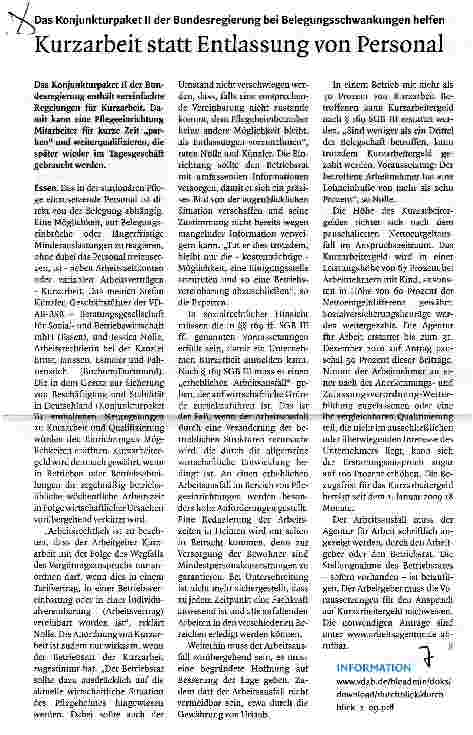 Vorschauseite 1: Kurzarbeit statt Entlassung von Personal