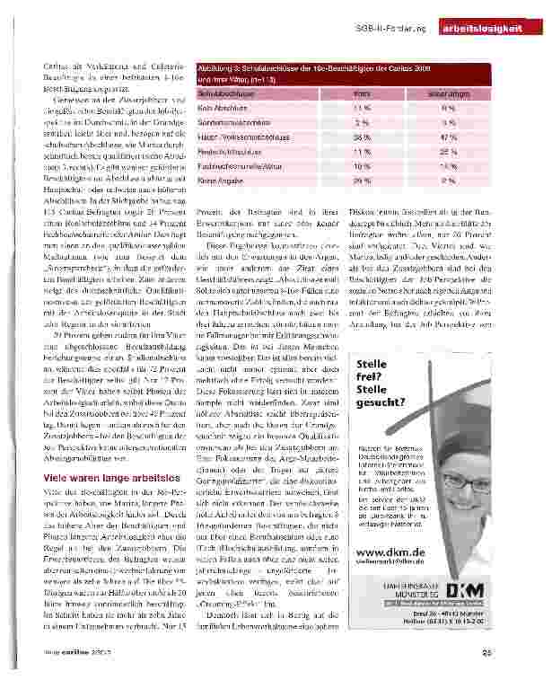 Vorschauseite 4: Die Job-Perspektive der Caritas hilft wieder auf die Beine