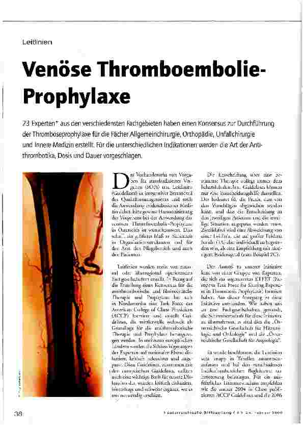 Vorschauseite 1: Venöse Thromboembolie-Prophylaxe