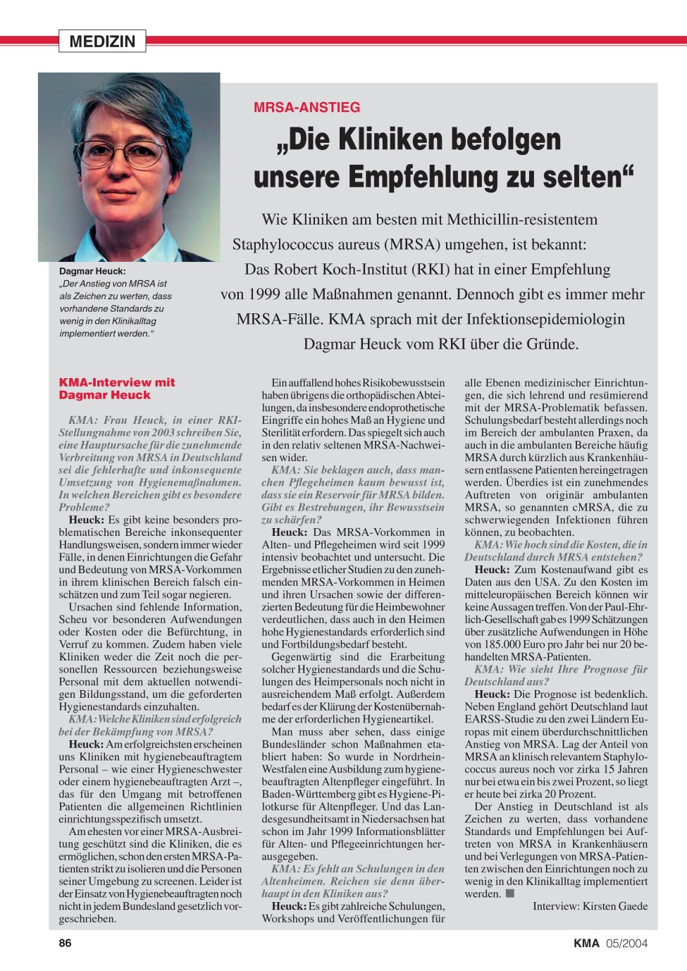 Vorschauseite 1: ?Die Kliniken befolgen unsere Empfehlung zu selten?