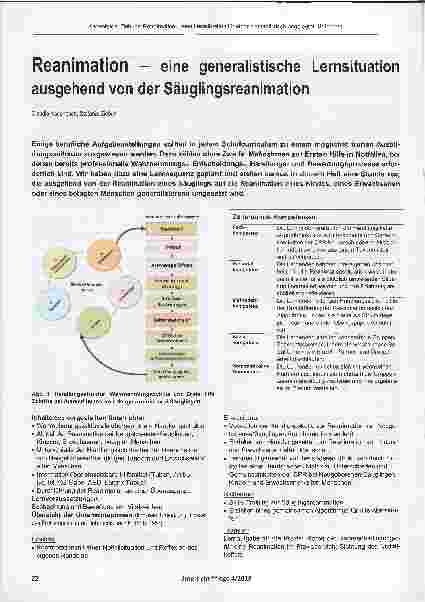 Vorschauseite 1: Reanimation – eine generalistische Lernsituation ausgehend von der Säuglingsreanimation