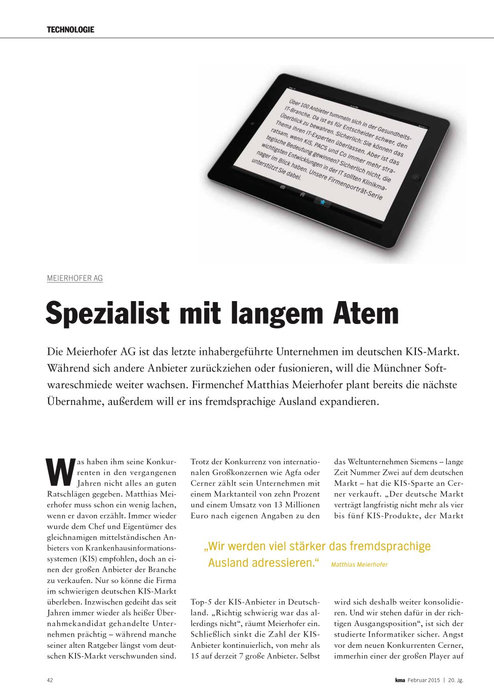 Vorschauseite 1: Spezialist mit langem Atem