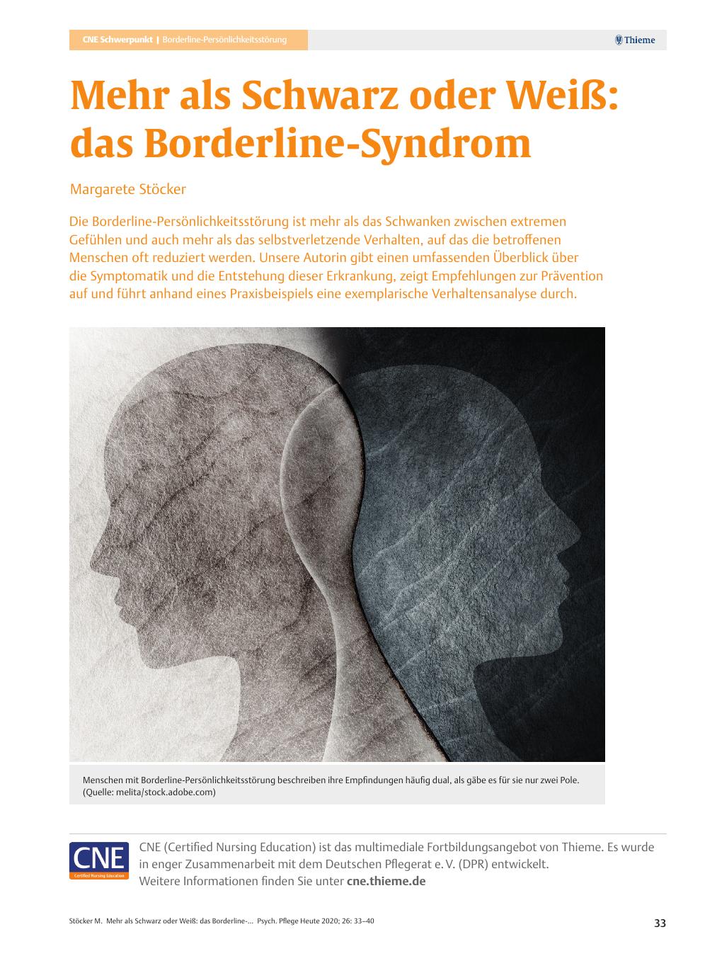 Vorschauseite 1: Mehr als Schwarz oder Weiß: das Borderline-Syndrom