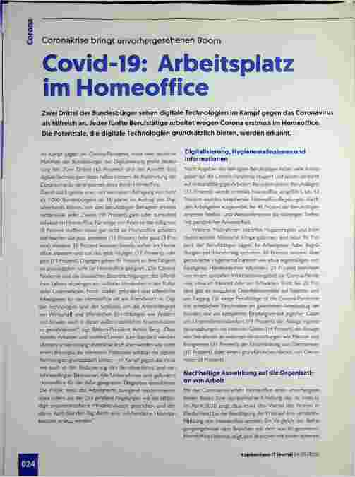 Vorschauseite 1: Coronakrise bringt unvorhergesehenen Boom: Covid-19 Arbeitsplatz im Homeoffice