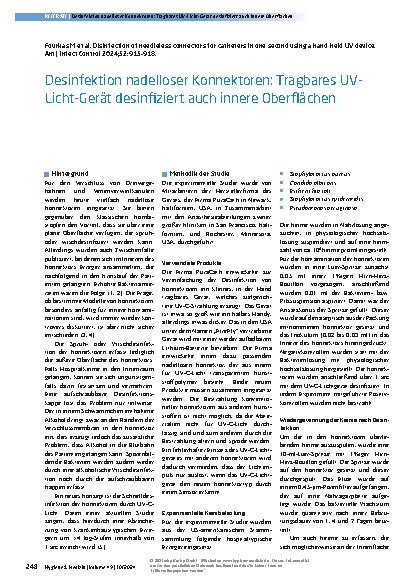 Vorschauseite 1: Desinfektion nadelloser Konnektoren: Tragbares UV-Licht-Gerät desinfiziert auch innere Oberflächen