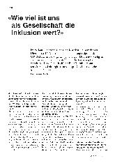 Vorschauseite 1: "«Wie viel ist uns als Gesellschaft die Inklusion wert?»"