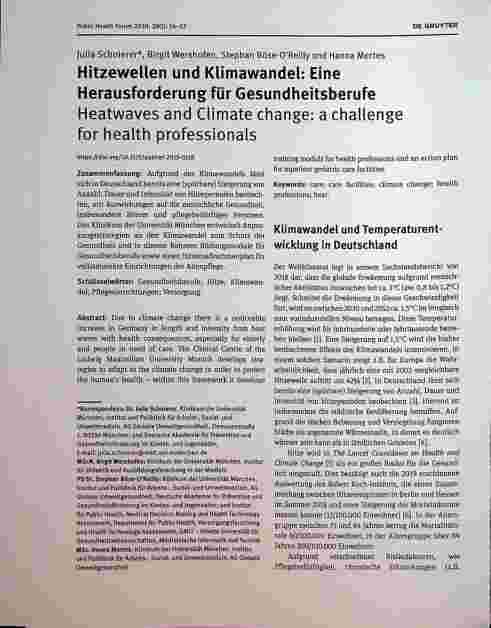 Vorschauseite 1: Hitzewellen und Klimawandel: Eine Herausforderung für Gesundheitsberufe