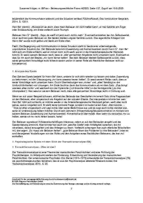 Vorschauseite 2: Kommunikationsmuster – Psychologische Spiele – Transaktionsanalyse im Betreueralltag