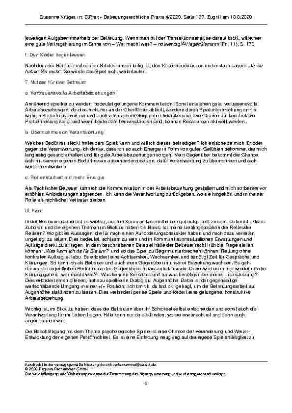 Vorschauseite 6: Kommunikationsmuster – Psychologische Spiele – Transaktionsanalyse im Betreueralltag