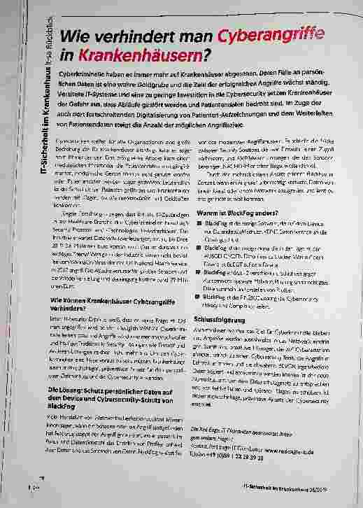 Vorschauseite 1: Wie verhindert man Cyberangriffe in Krankenhäusern?