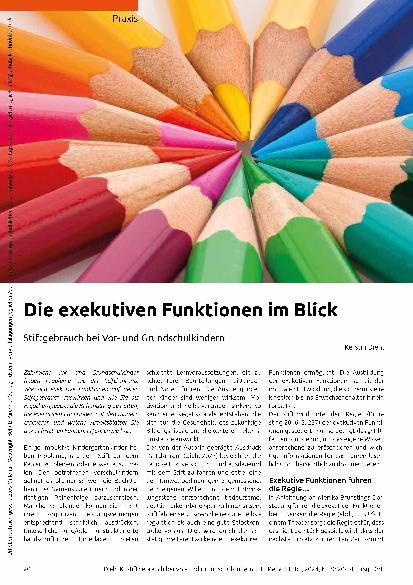 Vorschauseite 1: Die exekutiven Funktionen im Blick: Stiftgebrauch bei Vorund Grundschulkindern
