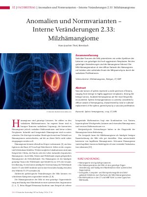 Vorschauseite 1: Anomalien und Normvarianten – Interne Veränderungen 2. 33: Milzhämangiome