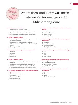 Vorschauseite 4: Anomalien und Normvarianten – Interne Veränderungen 2. 33: Milzhämangiome
